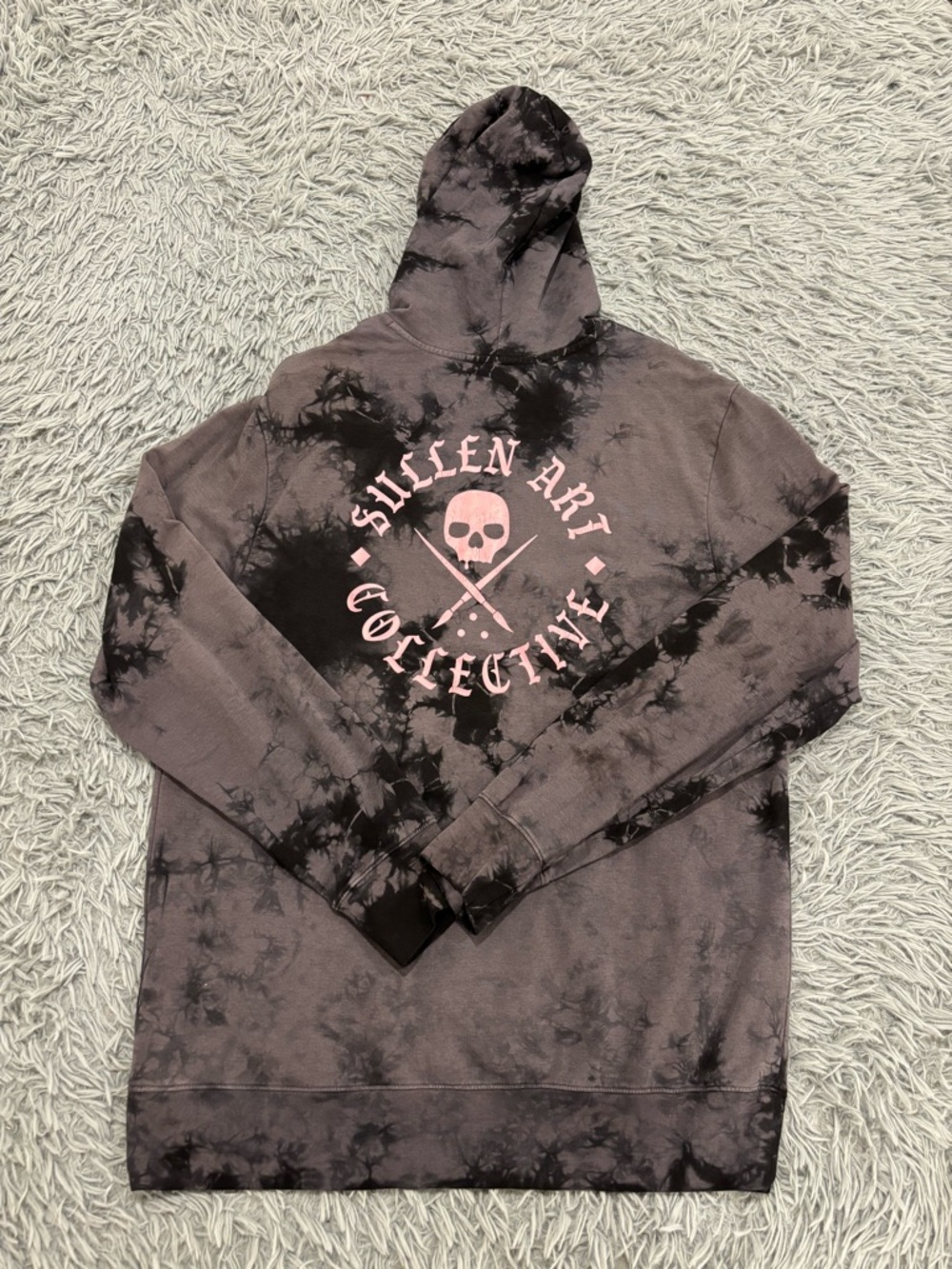 Sullen Art Collective Badge Of Honor Women’s XL Tie Dye Grey/Pink Hoodie Rock